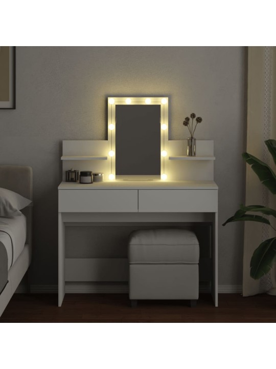 Vidaxl peilipöytä led-valoilla valkoinen 100x40x130 cm