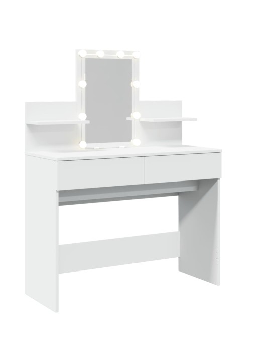 Vidaxl peilipöytä led-valoilla valkoinen 100x40x130 cm