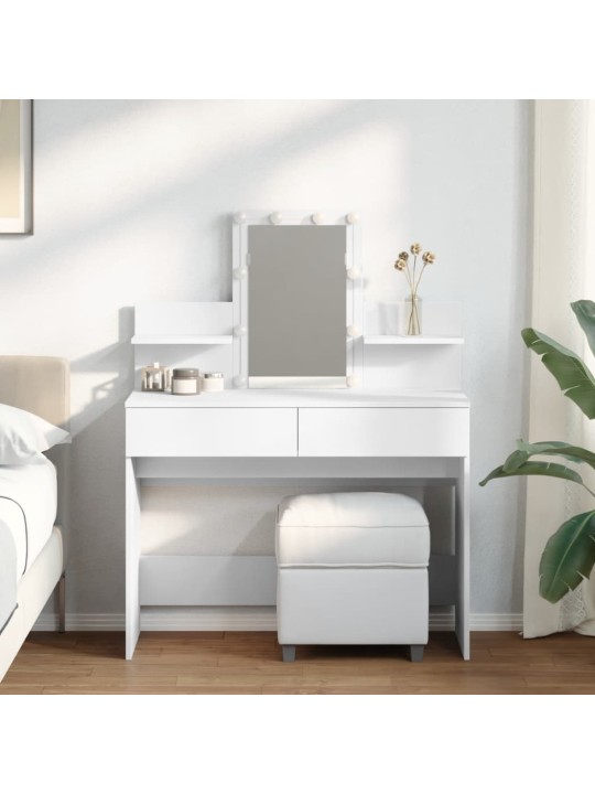 Vidaxl peilipöytä led-valoilla valkoinen 100x40x130 cm