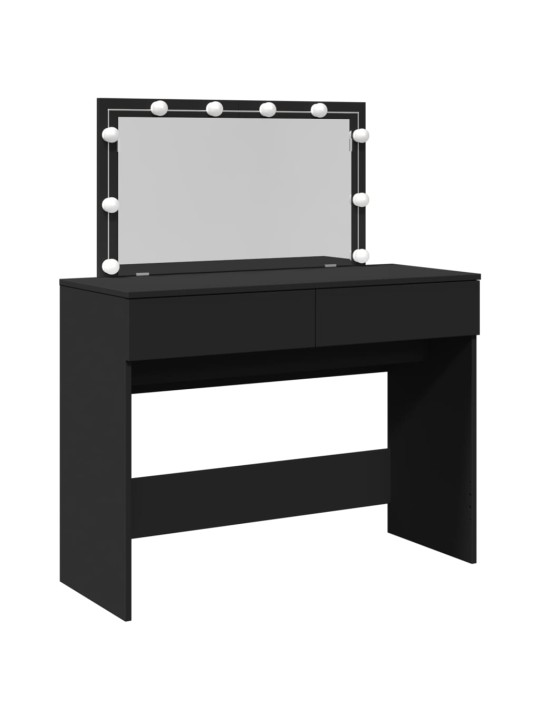Vidaxl peilipöytä led-valoilla musta 100x40x120 cm
