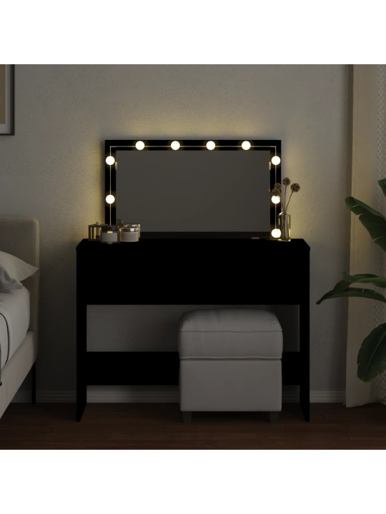 Vidaxl peilipöytä led-valoilla musta 100x40x120 cm
