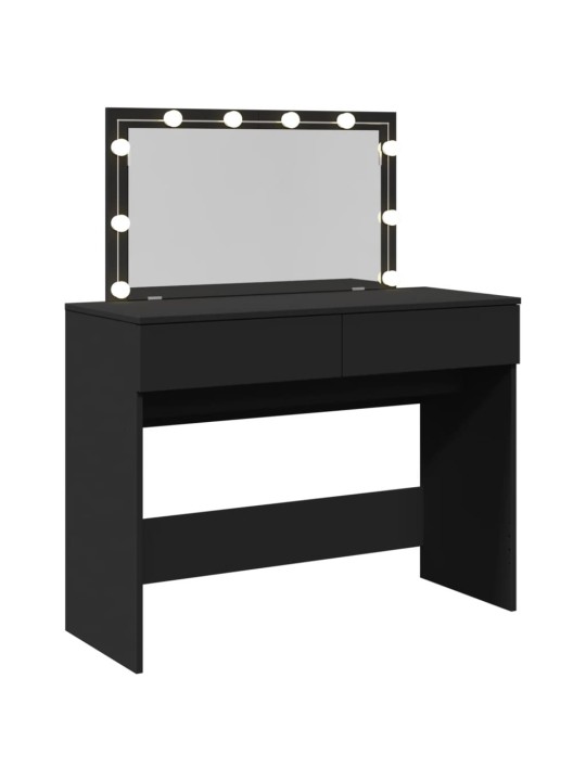 Vidaxl peilipöytä led-valoilla musta 100x40x120 cm