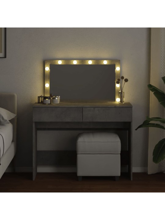 Vidaxl peilipöytä led-valoilla betoninharmaa 100x40x120 cm