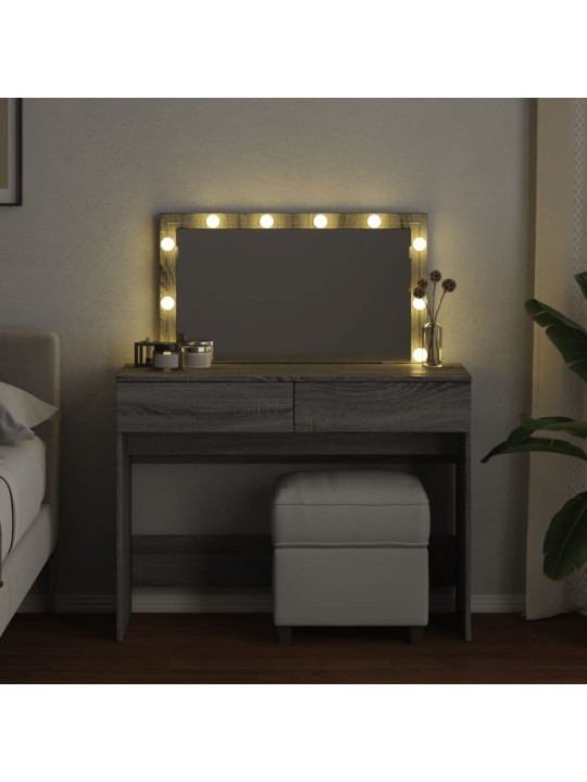 Vidaxl peilipöytä led-valoilla harmaa sonoma 100x40x120 cm