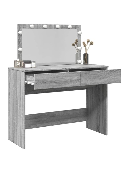 Vidaxl peilipöytä led-valoilla harmaa sonoma 100x40x120 cm