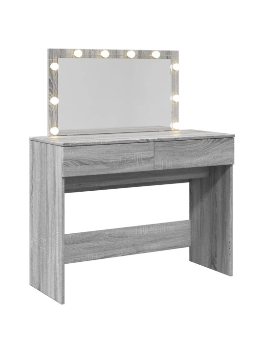 Vidaxl peilipöytä led-valoilla harmaa sonoma 100x40x120 cm