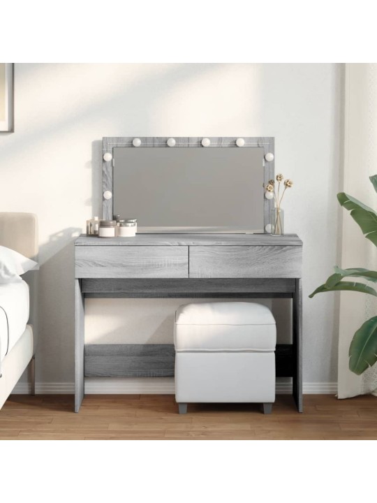 Vidaxl peilipöytä led-valoilla harmaa sonoma 100x40x120 cm