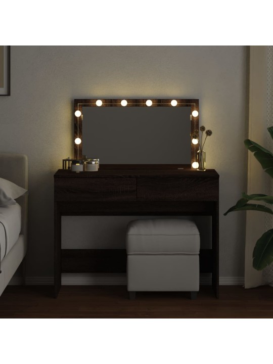 Vidaxl peilipöytä led-valoilla ruskea tammi 100x40x120 cm