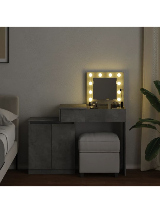 Peilipöytä LED-valoilla betoninharmaa 115x37x110,5 cm