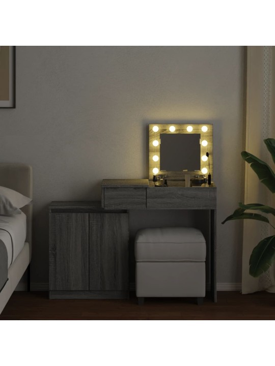 Peilipöytä LED-valoilla harmaa Sonoma 115x37x110,5 cm