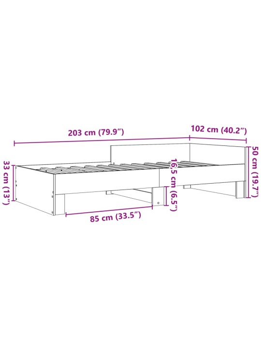 Sängynrunko musta 100x200 cm tekninen puu