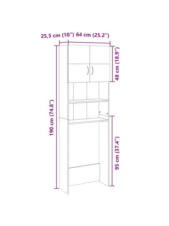 Pesukonekaappi sonoma tammi 64x25,5x190 cm lastulevy