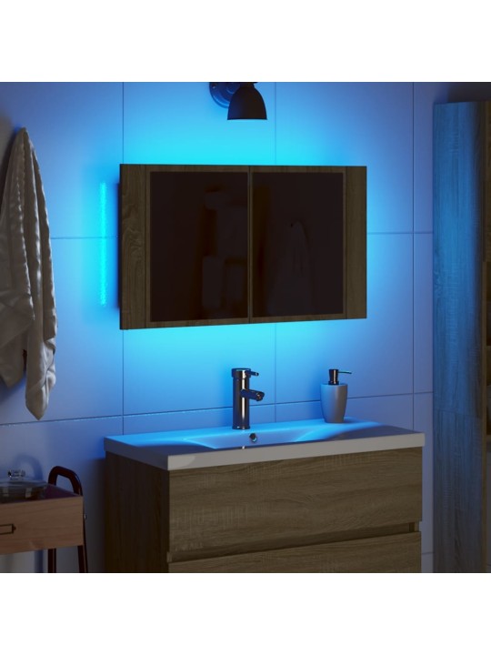 LED peilikaappi Sonoma-tammi 80x12x45 cm tekninen puu