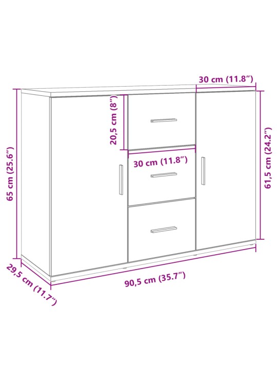 Senkki musta 90,5x29,5x65 cm tekninen puu