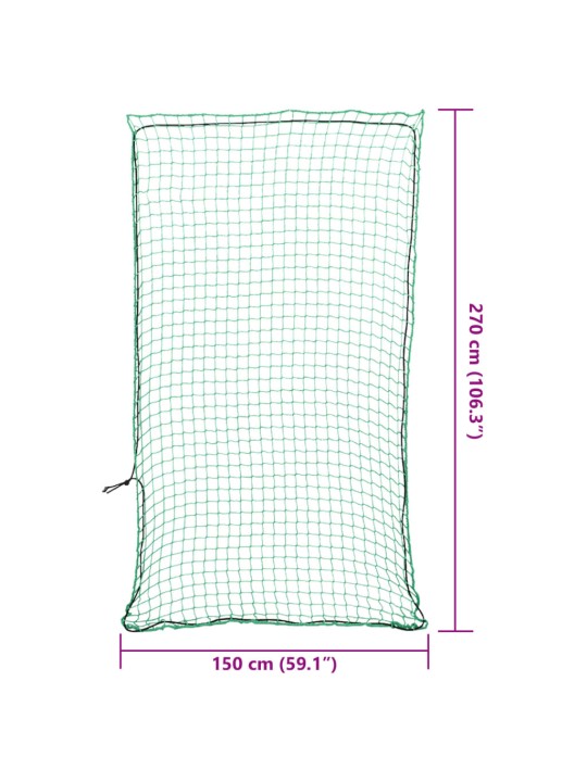 Peräkärryn verkko joustavalla köydellä vihreä 2,7x1,5 m PP