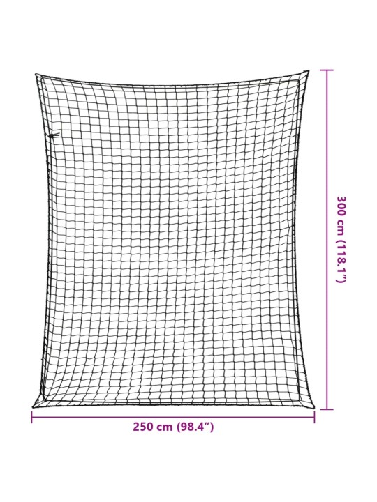 Peräkärryn verkko joustavalla köydellä musta 3x2,5 m PP
