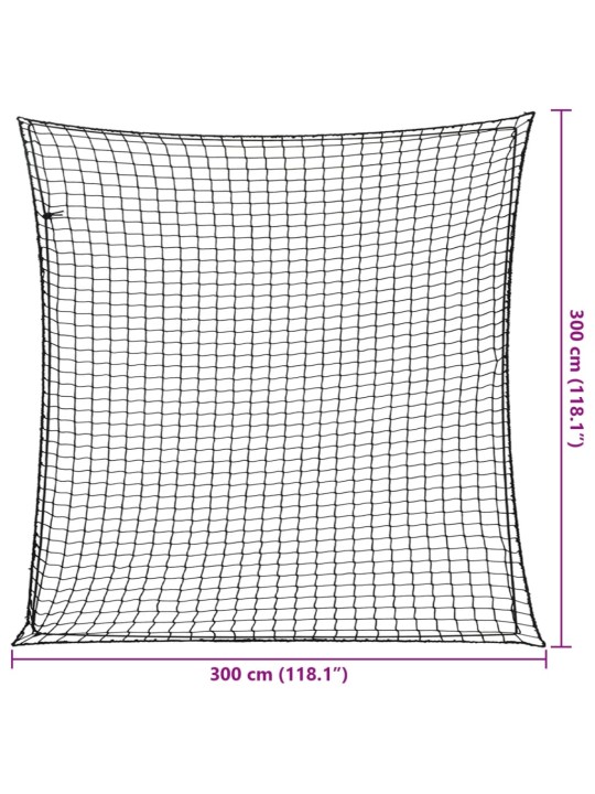 Peräkärryn verkko joustavalla köydellä musta 3x3 m PP