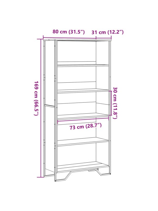 Kirjahylly Sonoma-tammi 80x31x169 cm lastulevy