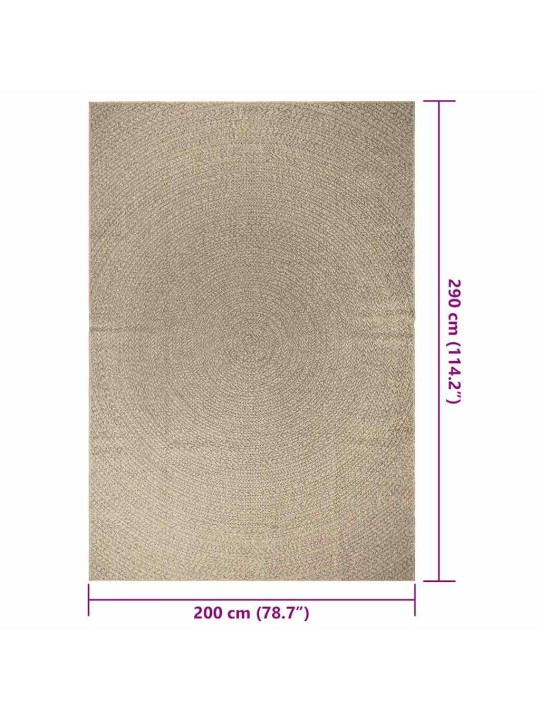 Matto zizur beige 200x290 cm juuttityyli sisä- ja ulkokäyttöön