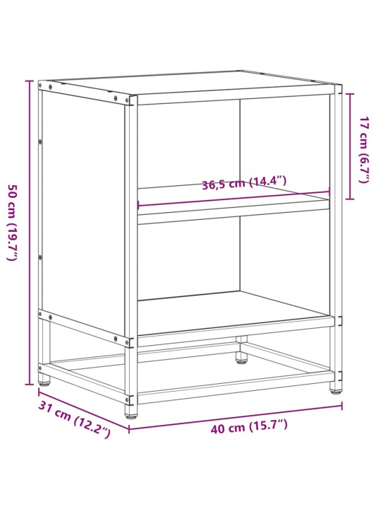 Yöpöytäkaappi musta 40x31x50 cm suunniteltu puu ja metalli