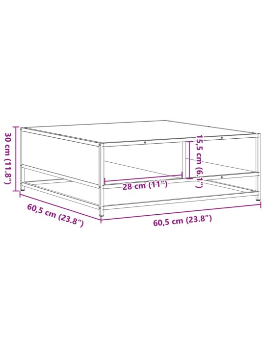 Sohvapöytä musta 60,5x60,5x30 cm tekninen puu ja metalli