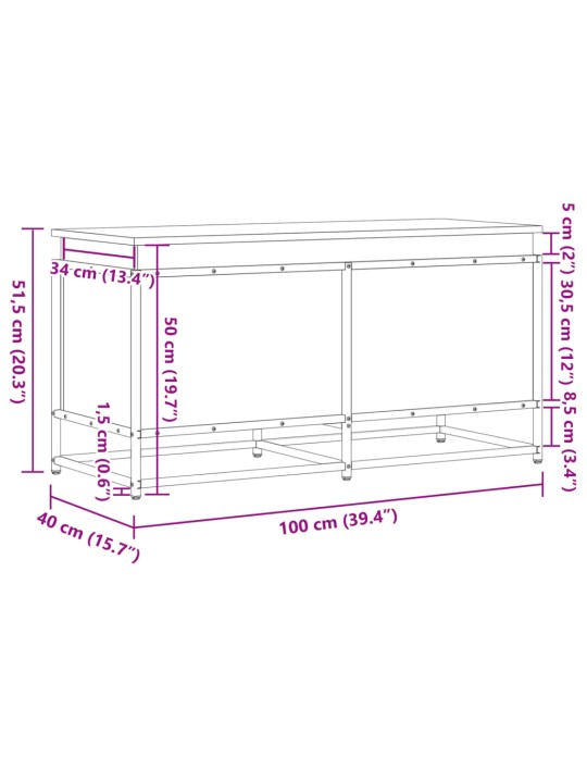 Säilytyslaatikko kannella musta 100x40x51,5 cm tekninen puu