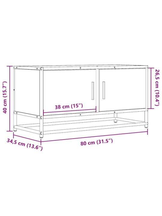 TV-kaappi Musta 80x34,5x40 cm suunniteltu puu ja metalli