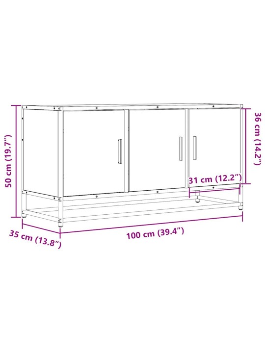 TV-kaappi musta 100x35x50 cm suunniteltu puu ja metalli