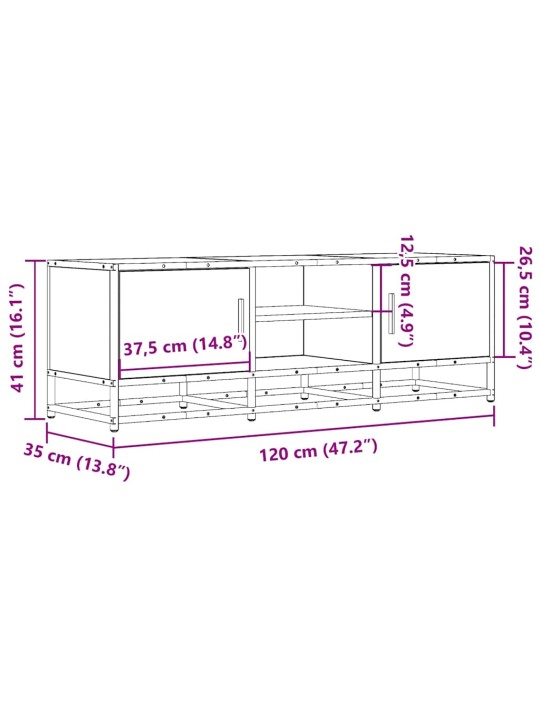 TV-kaappi musta 120x35x41 cm suunniteltu puu ja metalli