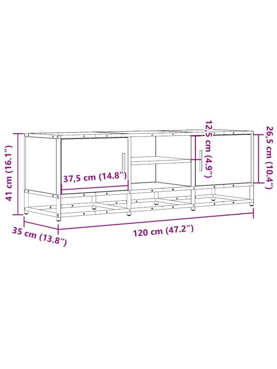 TV-taso savutammi 120x35x41 cm tekninen puu ja metalli