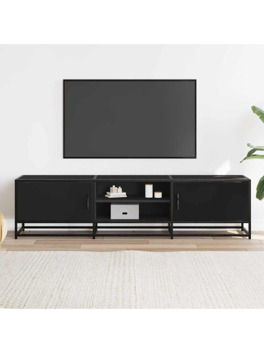 Tv-kaappi musta 160x35x41 cm suunniteltu puu ja metalli