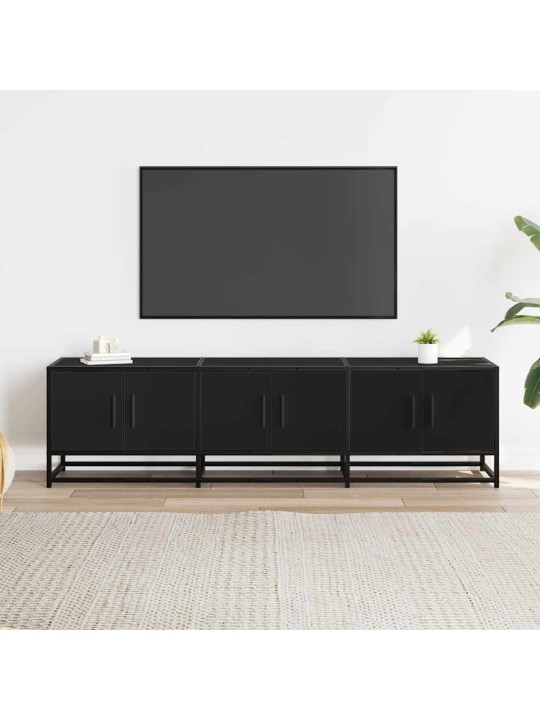 TV-kaappi musta 150x35x41 cm suunniteltu puu ja metalli