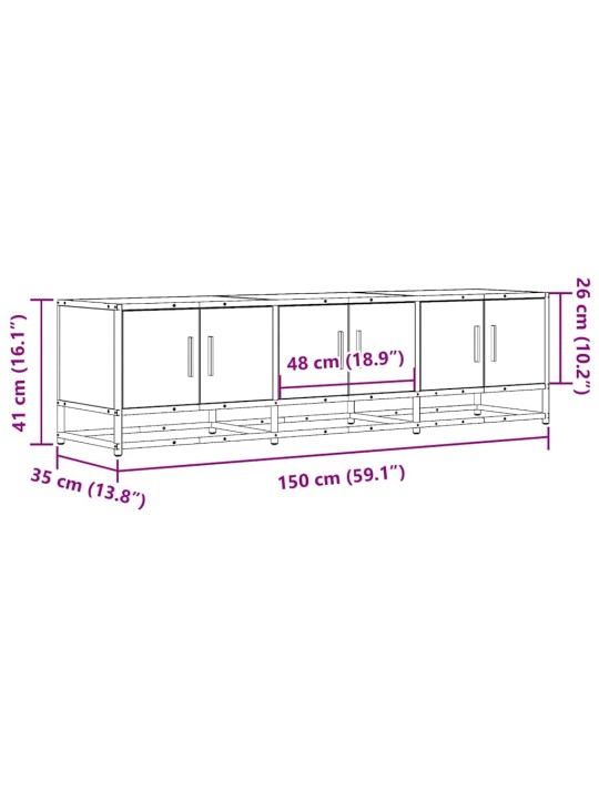 TV-taso Sonoma-tammi 150x35x41 cm tekninen puu ja metalli