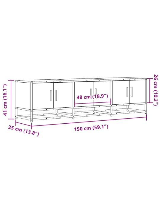 TV-taso savutammi 150x35x41 cm tekninen puu ja metalli