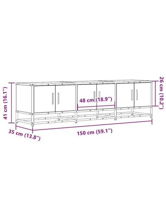 TV-taso ruskea tammi 150x35x41 cm tekninen puu ja metalli