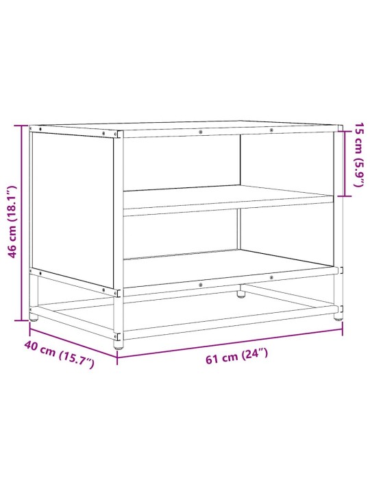 TV-taso Sonoma-tammi 61x40x46 cm tekninen puu ja metalli