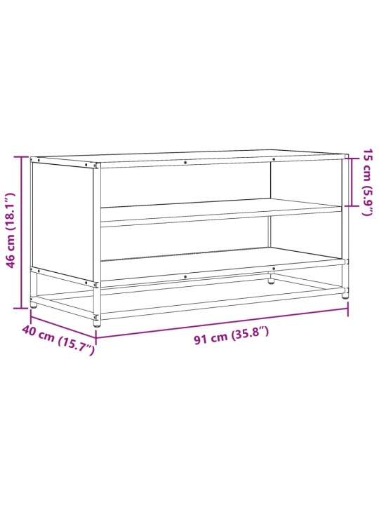 TV-kaappi musta 91x40x46 cm suunniteltu puu ja metalli