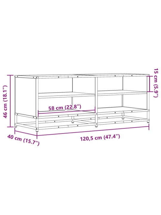 TV-taso Sonoma-tammi 120,5x40x46 cm tekninen puu ja metalli