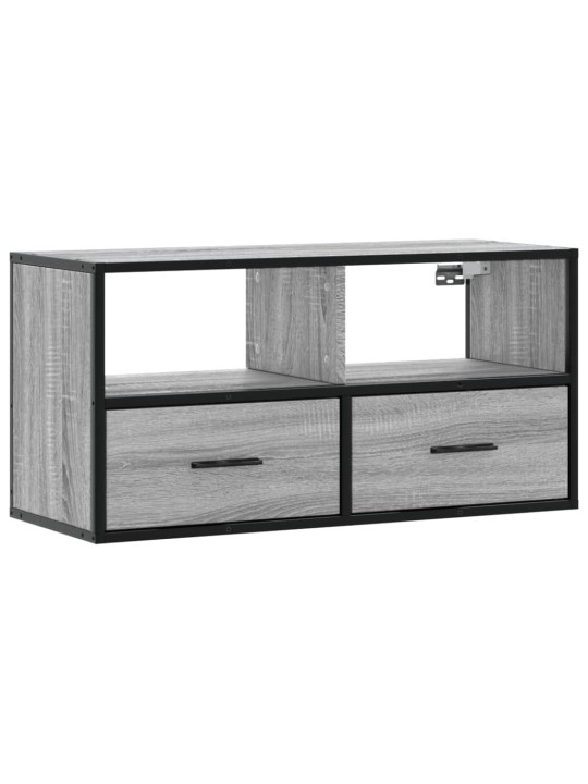 TV-taso harmaa Sonoma 80x31x39,5 cm tekninen puu ja metalli