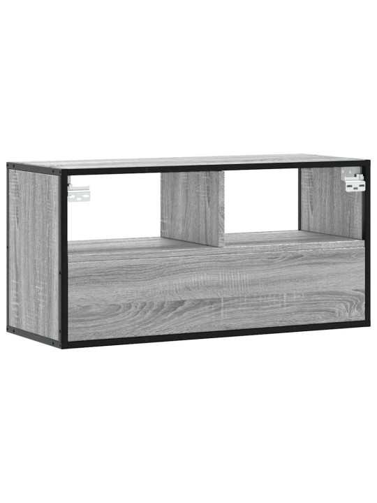 TV-taso harmaa Sonoma 80x31x39,5 cm tekninen puu ja metalli