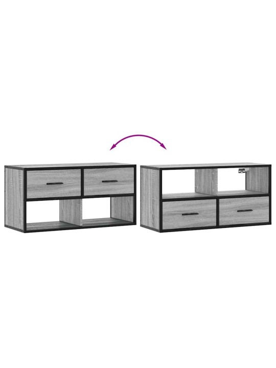 TV-taso harmaa Sonoma 80x31x39,5 cm tekninen puu ja metalli