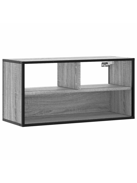 TV-taso harmaa Sonoma 80x31x39,5 cm tekninen puu ja metalli