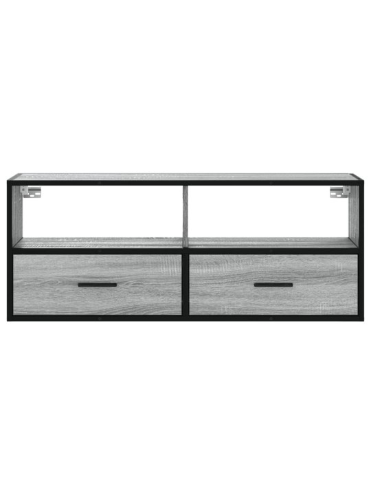 TV-taso harmaa Sonoma 100x31x39,5 cm tekninen puu ja metalli