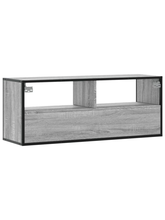 TV-taso harmaa Sonoma 100x31x39,5 cm tekninen puu ja metalli