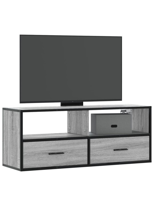 TV-taso harmaa Sonoma 100x31x39,5 cm tekninen puu ja metalli