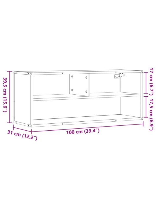 TV-taso Sonoma-tammi 100x31x39,5 cm tekninen puu ja metalli