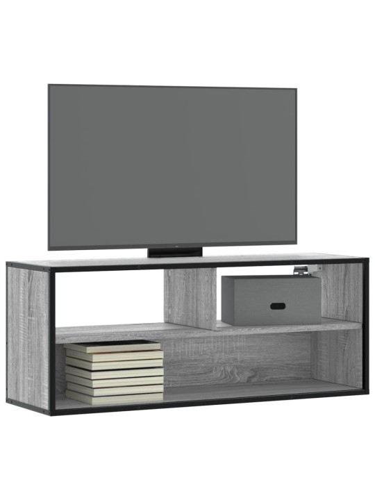 TV-taso harmaa Sonoma 100x31x39,5 cm tekninen puu ja metalli