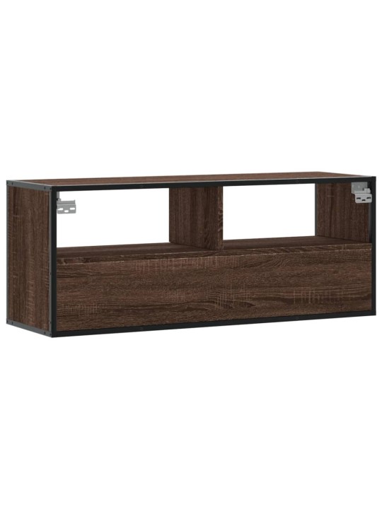 TV-taso ruskea tammi 100x31x39,5 cm tekninen puu ja metalli