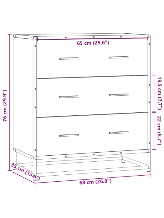 Senkki sonoma tammi 68x35x76 cm tekninen puu ja metalli