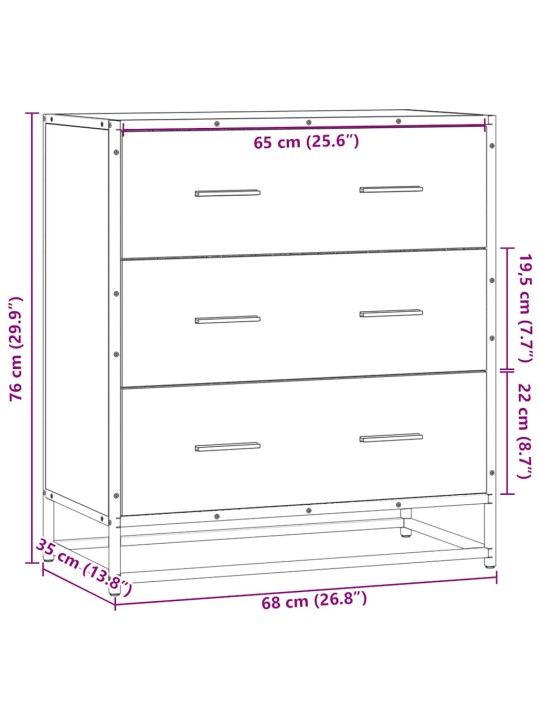 Senkki Savustettu tammi 68x35x76 cm Suunniteltu puu ja metalli